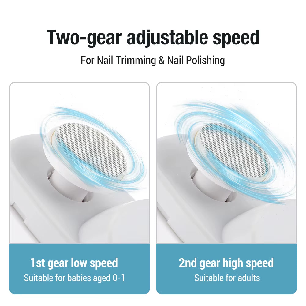 Electric Nail Clipper 2 in 1 Safety Automatic Fingernail Trimmer with Light 2 Speed Portable Polishing for Kids Adults Elderly