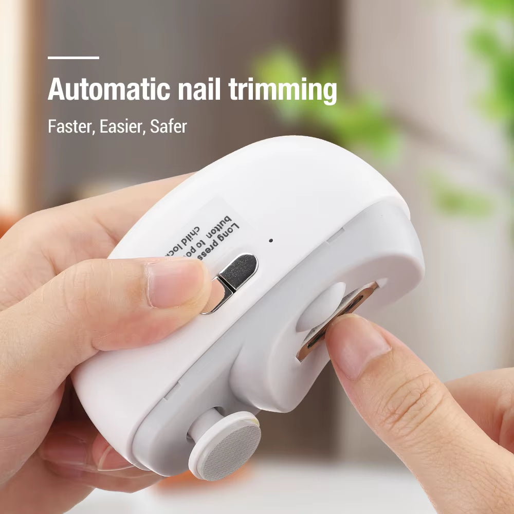 Electric Nail Clipper 2 in 1 Safety Automatic Fingernail Trimmer with Light 2 Speed Portable Polishing for Kids Adults Elderly