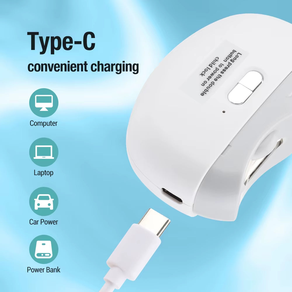 Electric Nail Clipper 2 in 1 Safety Automatic Fingernail Trimmer with Light 2 Speed Portable Polishing for Kids Adults Elderly